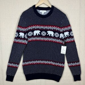 Aspen Polar Bear Fair Isle Nordic Holiday Sweater Men's NWT